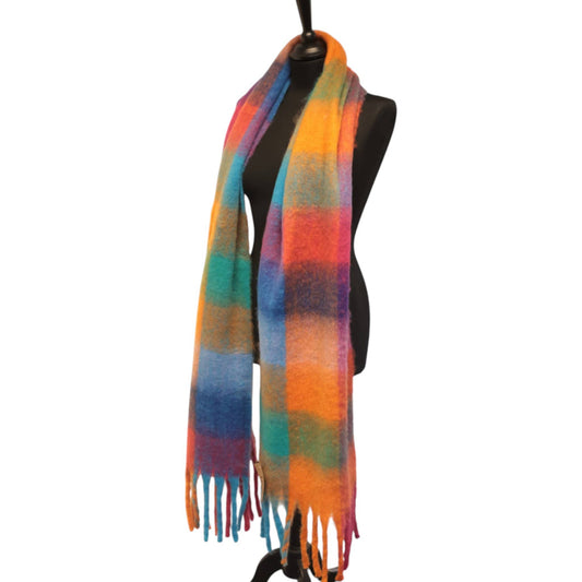 Pinks, Blue’s, & Orange’s Check Chunky Winter Scarf