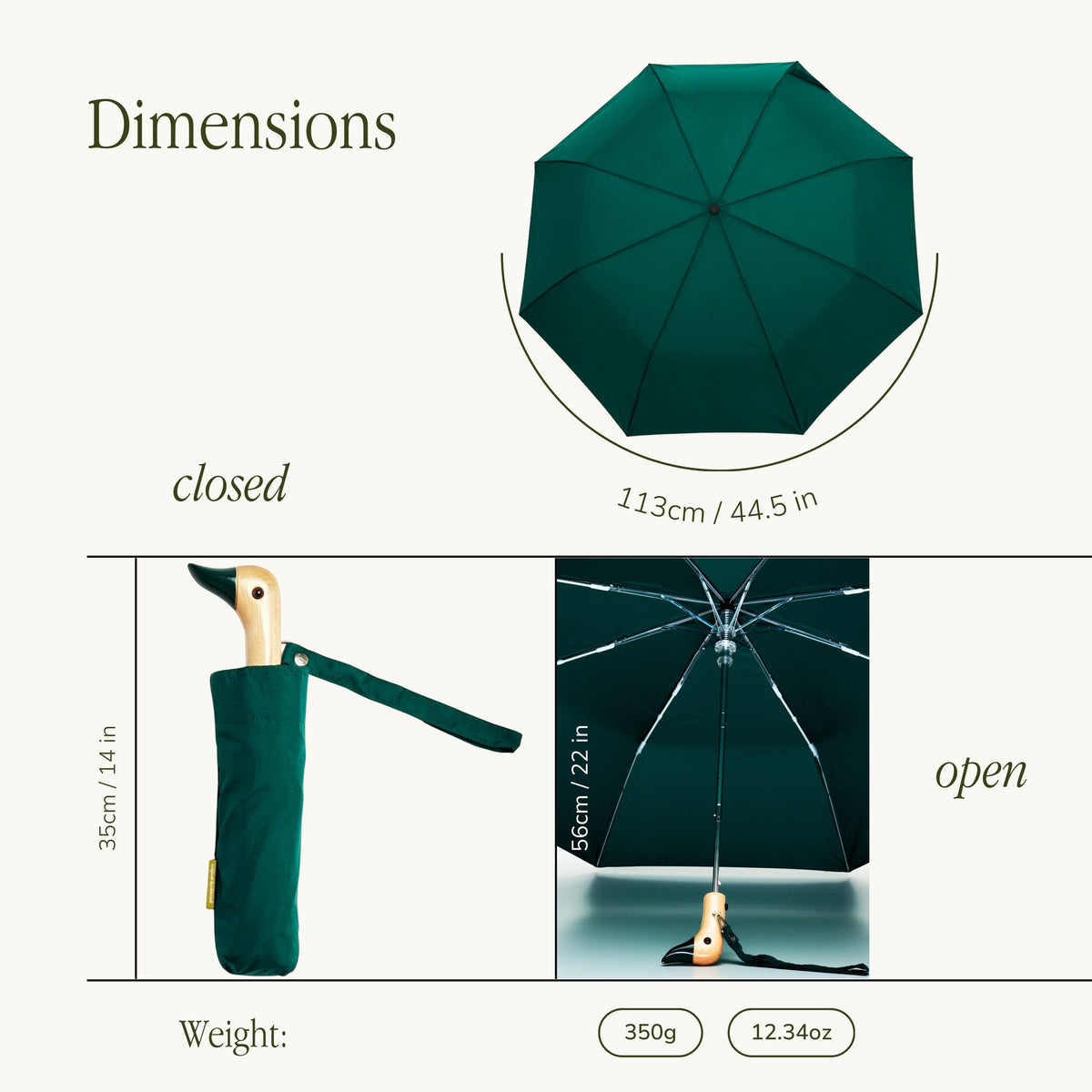 Forest Green Eco-friendly Compact OriginalDuckhead Umbrella