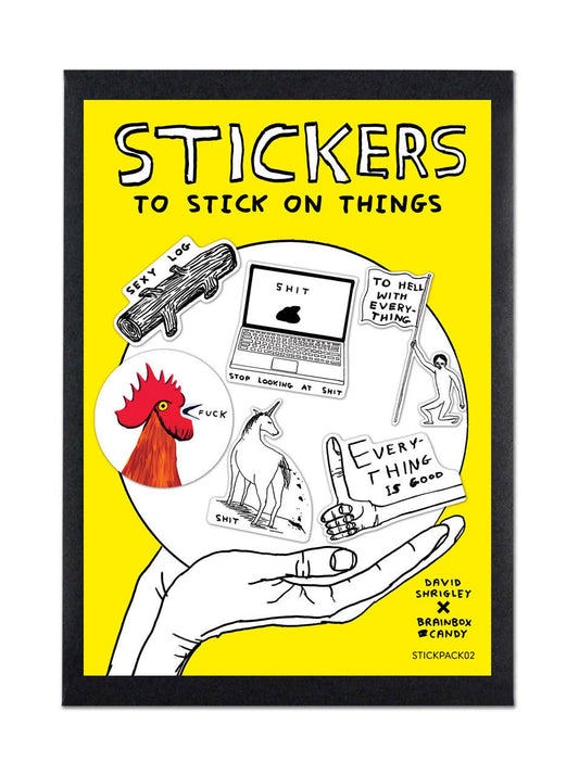 Funny Gift - David Shrigley Stickers - 6 Designs - Pack 2