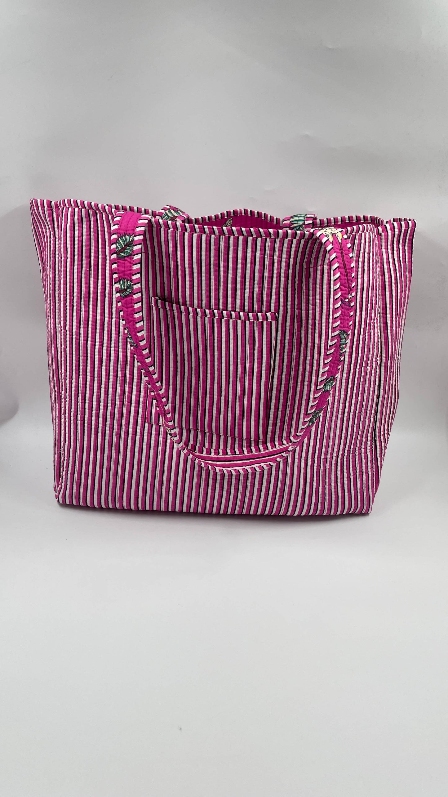 100% Cotton Kantha Quilted Boho Animal Reversible Tote Bag