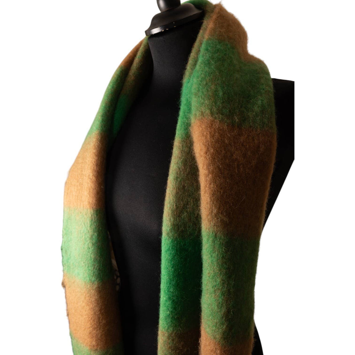Green & Orange Checked Chunky Winter Scarf SW800