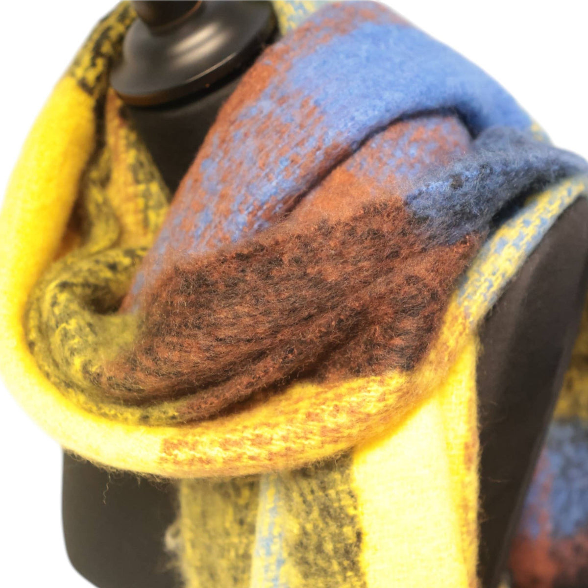 Mustard & Blue Checked Chunky Winter Scarf SW831