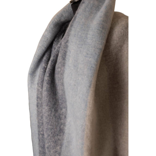 Grey & Blues Striped Chunky Winter Scarf