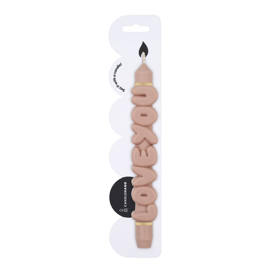 CandleHand Taper candle - LOVE YOU - Cream