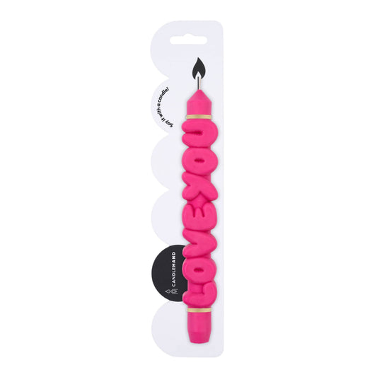 CandleHand Taper candle - LOVE YOU - Pink
