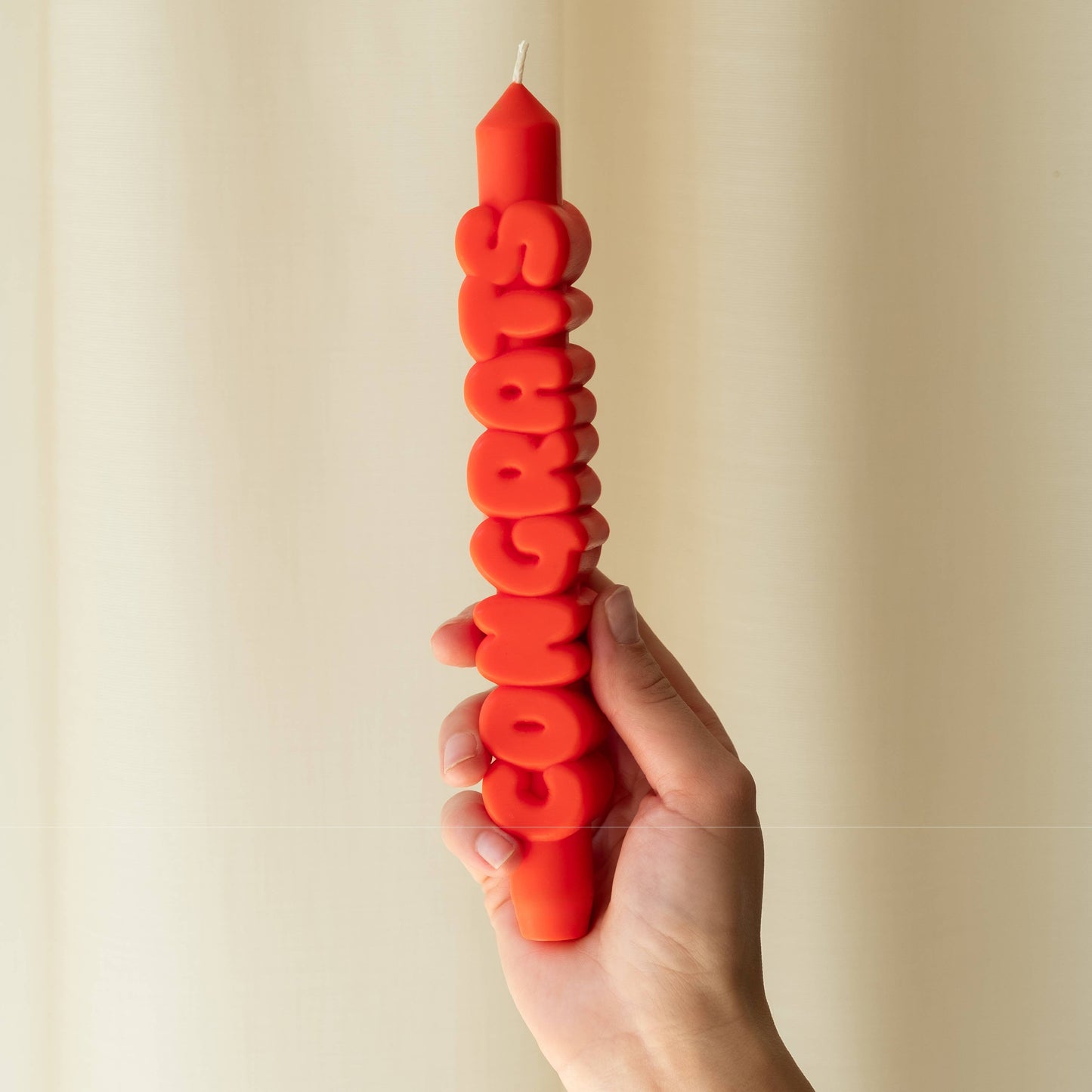 CandleHand Taper candle - CONGRATS - Orange