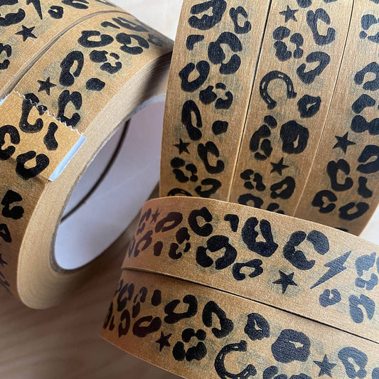 Eco Paper Adhesive Kraft Tape with Black Leopard Print