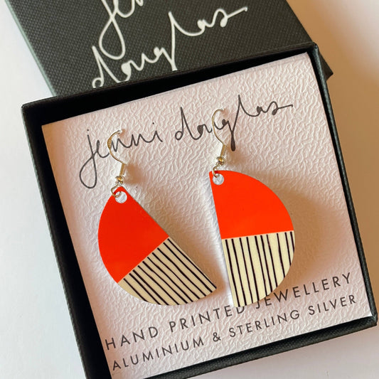 Peony Arc Earrings (Poppy Red) - NEW