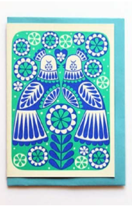 Love Birds Blue Card by Karoline Rerrie