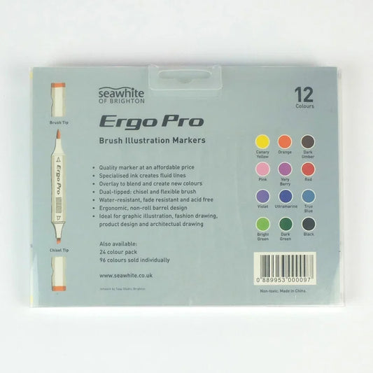 Ergo Pro Illustration Markers Set of 12 Assorted Colours