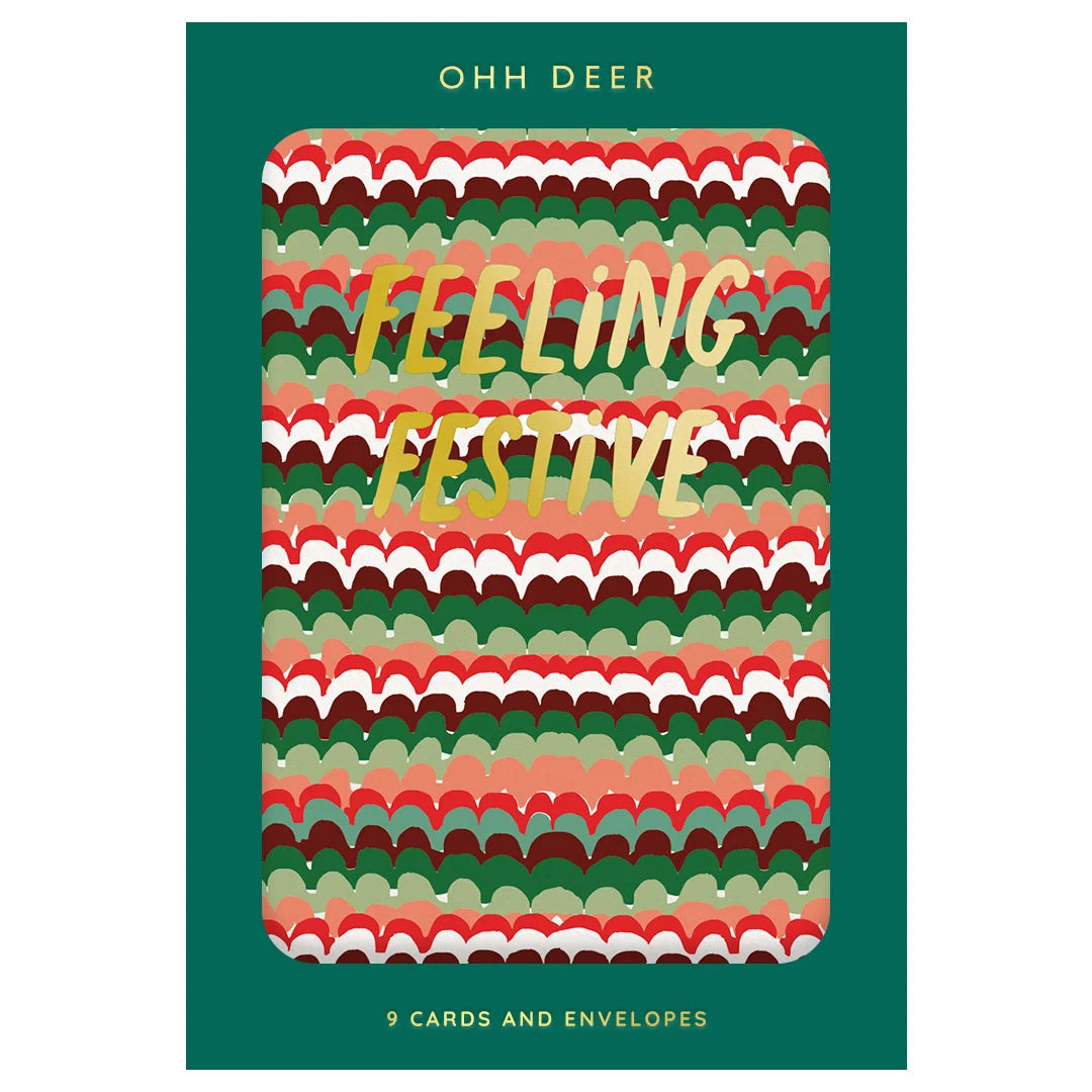 Festive Patterns Pack of 9 Christmas Cards