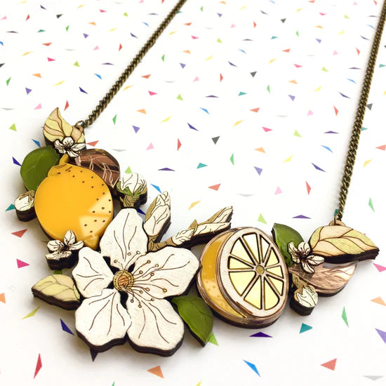 St Clements- lemon blossom statement necklace
