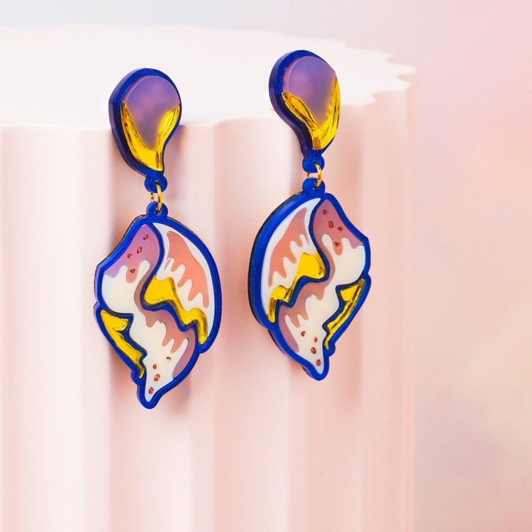 William Morris Flower Shell Earrings