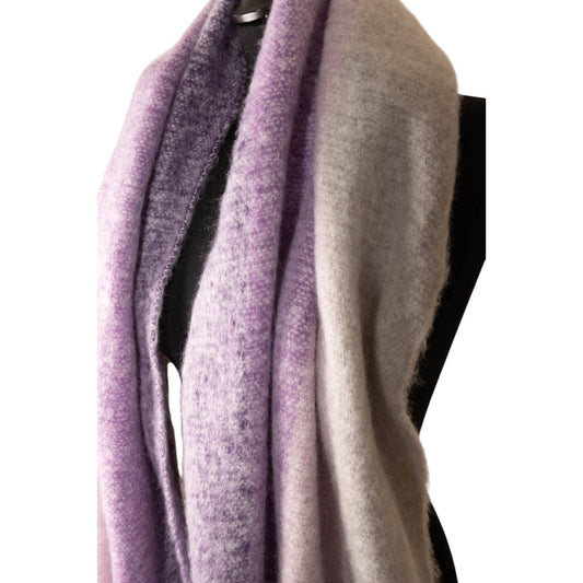 Grey, Pink & Purple Striped Chunky Winter Scarf SW761