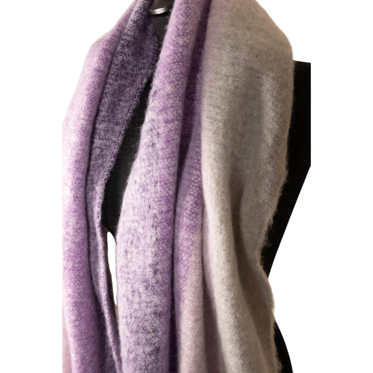 Grey, Pink & Purple Striped Chunky Winter Scarf SW761