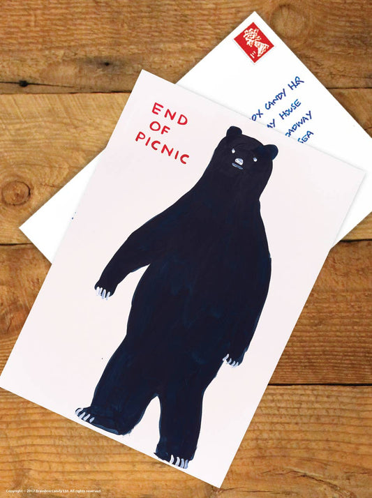 Funny A6 Art Postcard By David Shrigley - End of Picnic