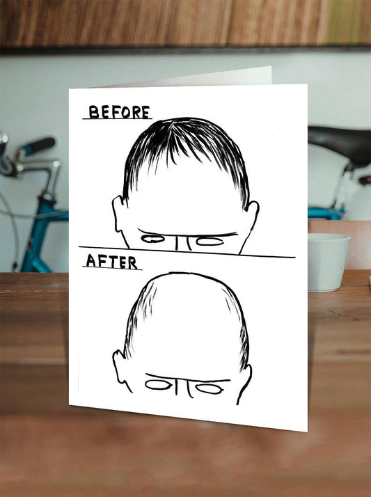 David Shrigley Funny Birthday Card - Before After