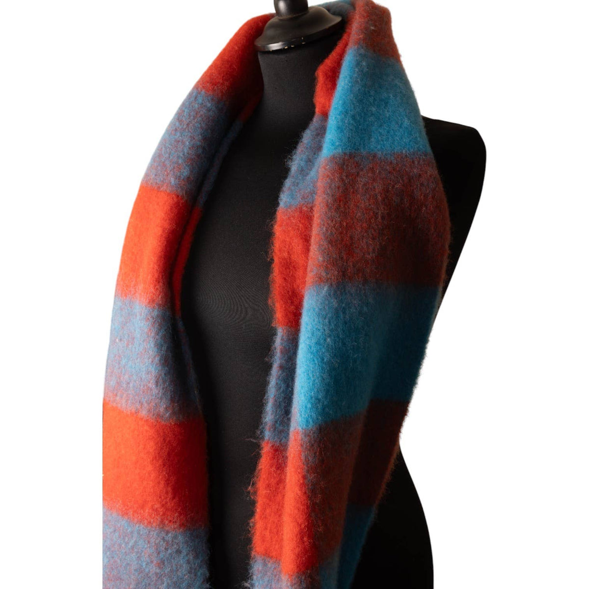 Blue & Red Checked Chunky Winter Scarf SW801