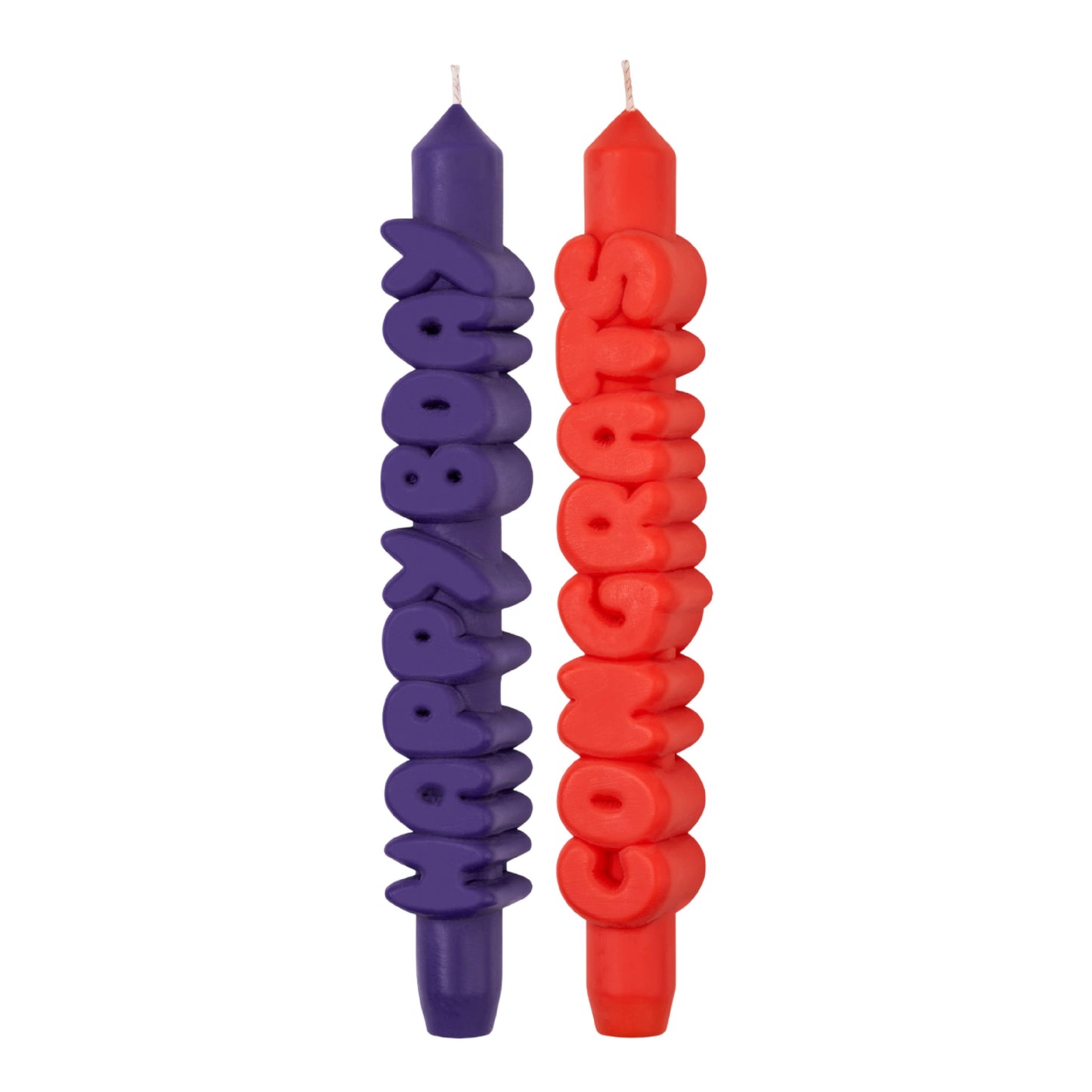 CandleHand Taper Candle Set | Happy Birthday Indigo & Orange
