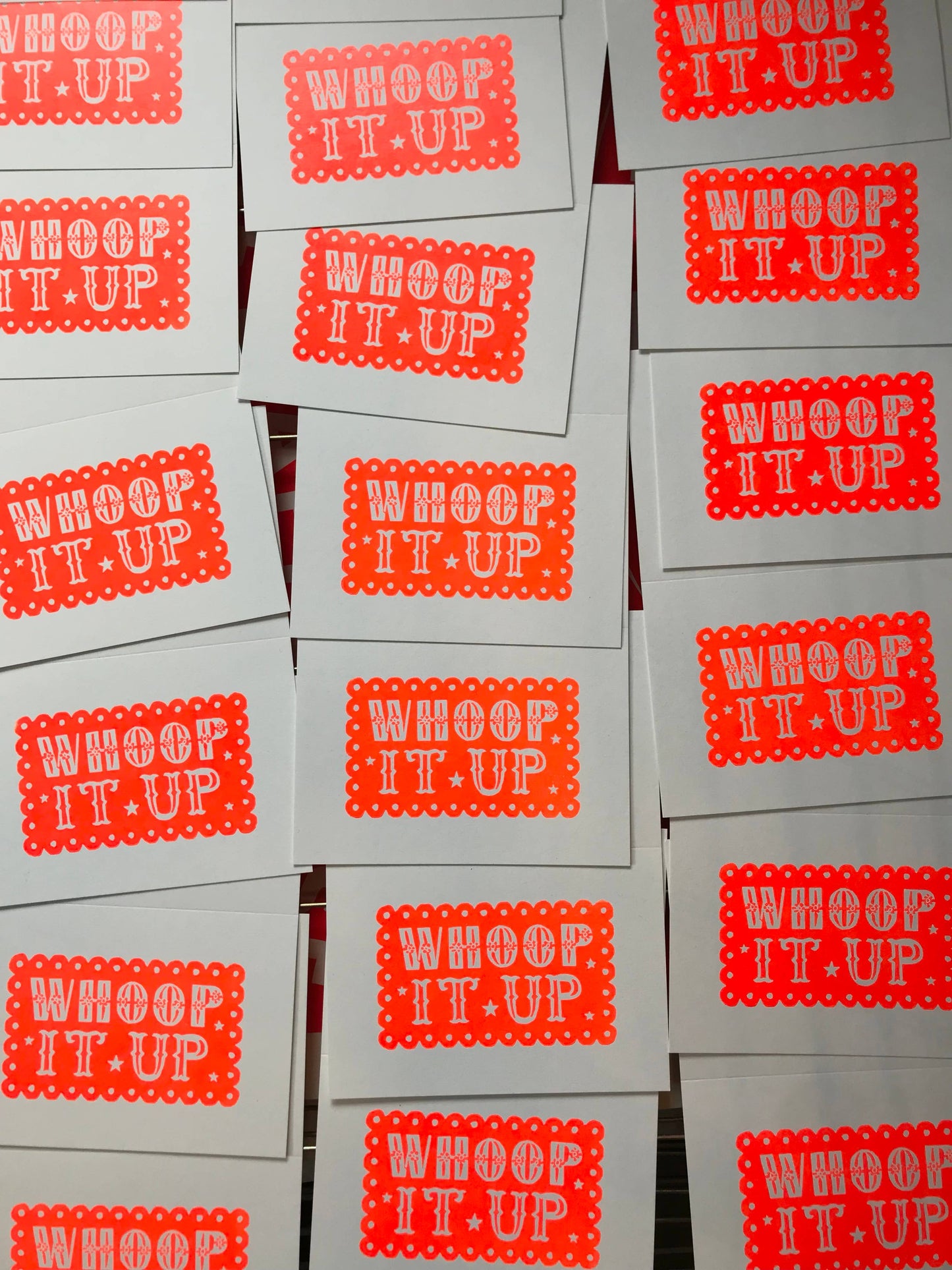WHOOP IT UP Linocut Greeting Card