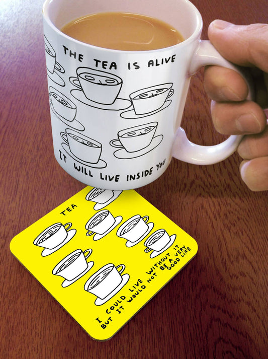 Funny Gift David Shrigley Coaster - Live Without Tea