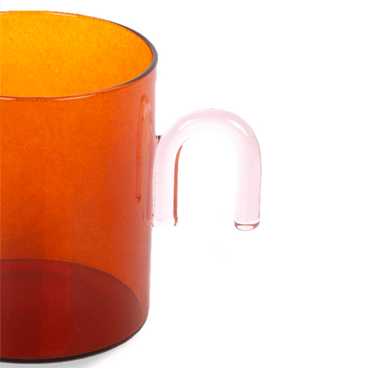 Helio Ferretti Arch Handled Glass Mug - Amber & Pink