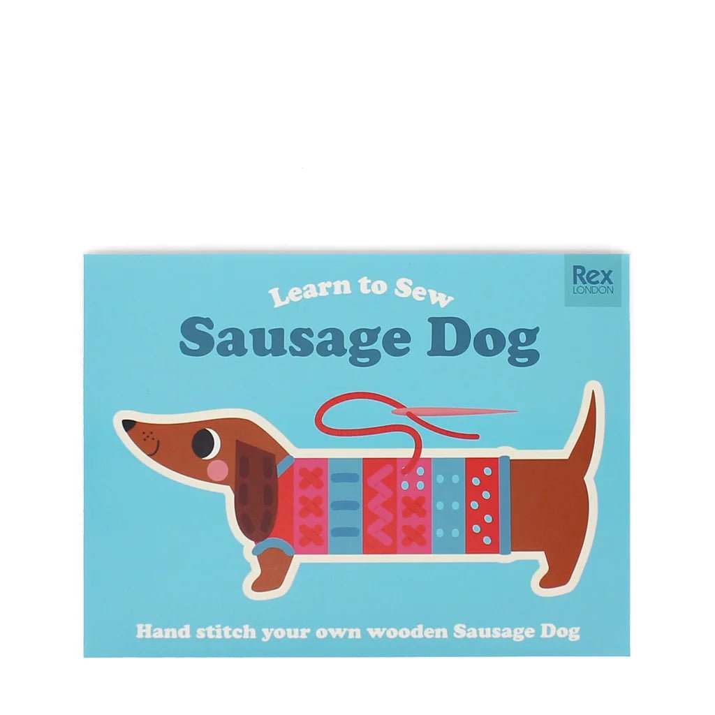 Learn to sew wooden hand-stitch set - Sausage Dog