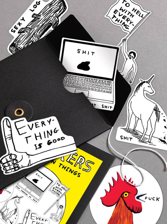 Funny Gift - David Shrigley Stickers - 6 Designs - Pack 2