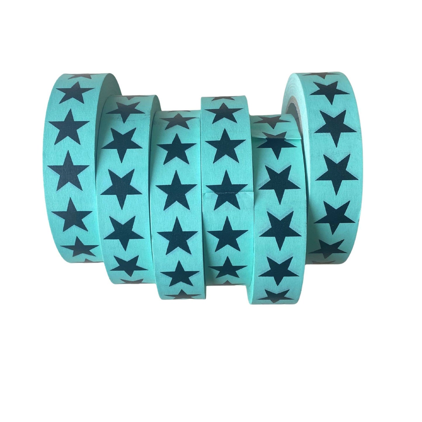 Eco Paper Adhesive Tape with Turquoise & Black Star Print