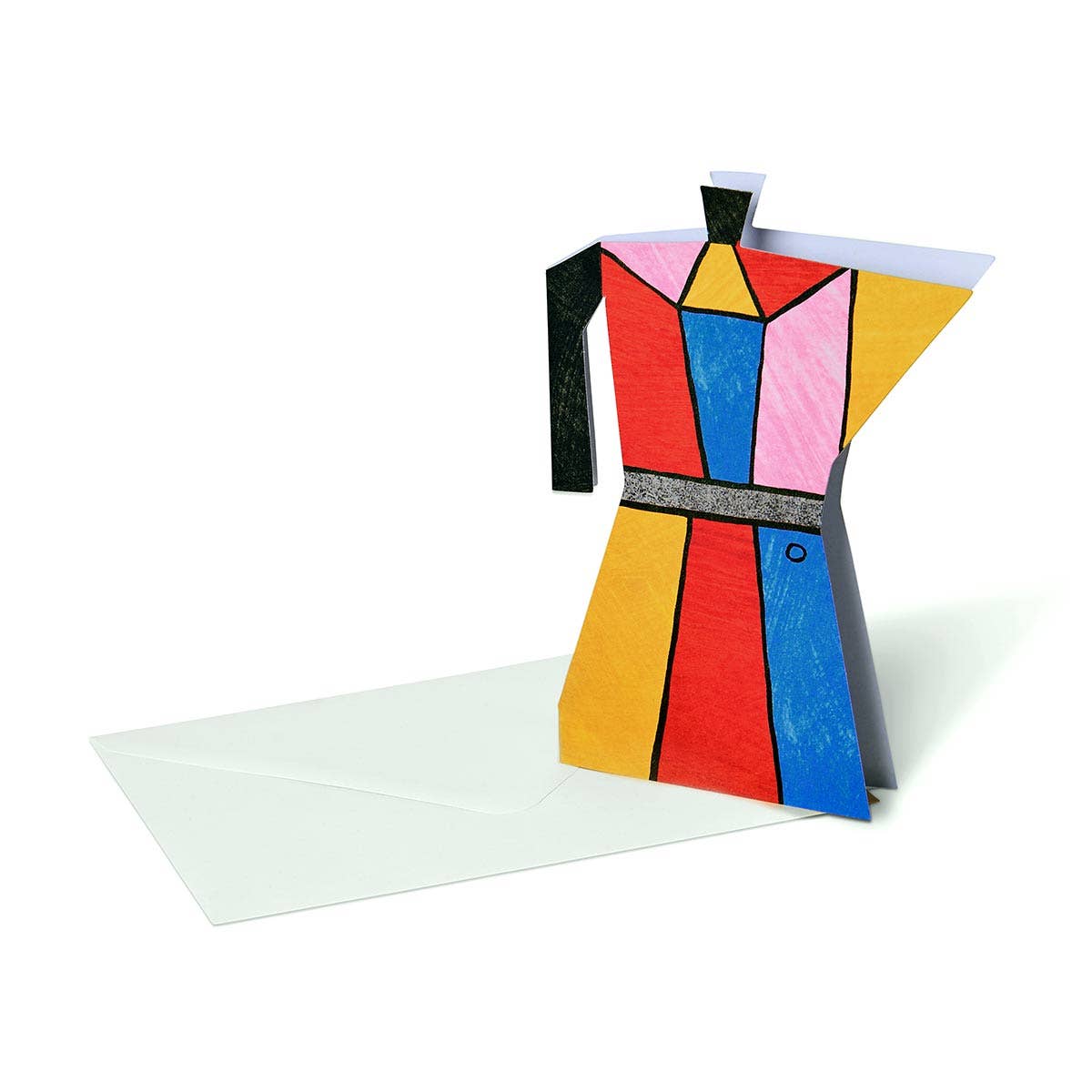 Colour Block Coffee Pot Shaped Greeting Card