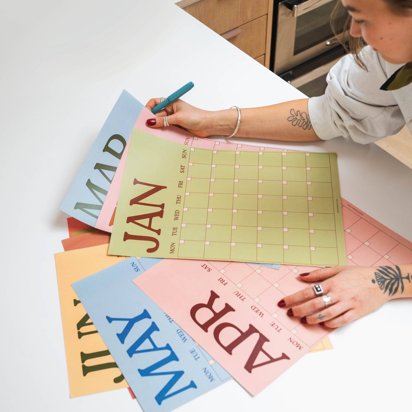 Large Monthly Undated A3 Wall Planner | 12 Pages | Boho Scandi