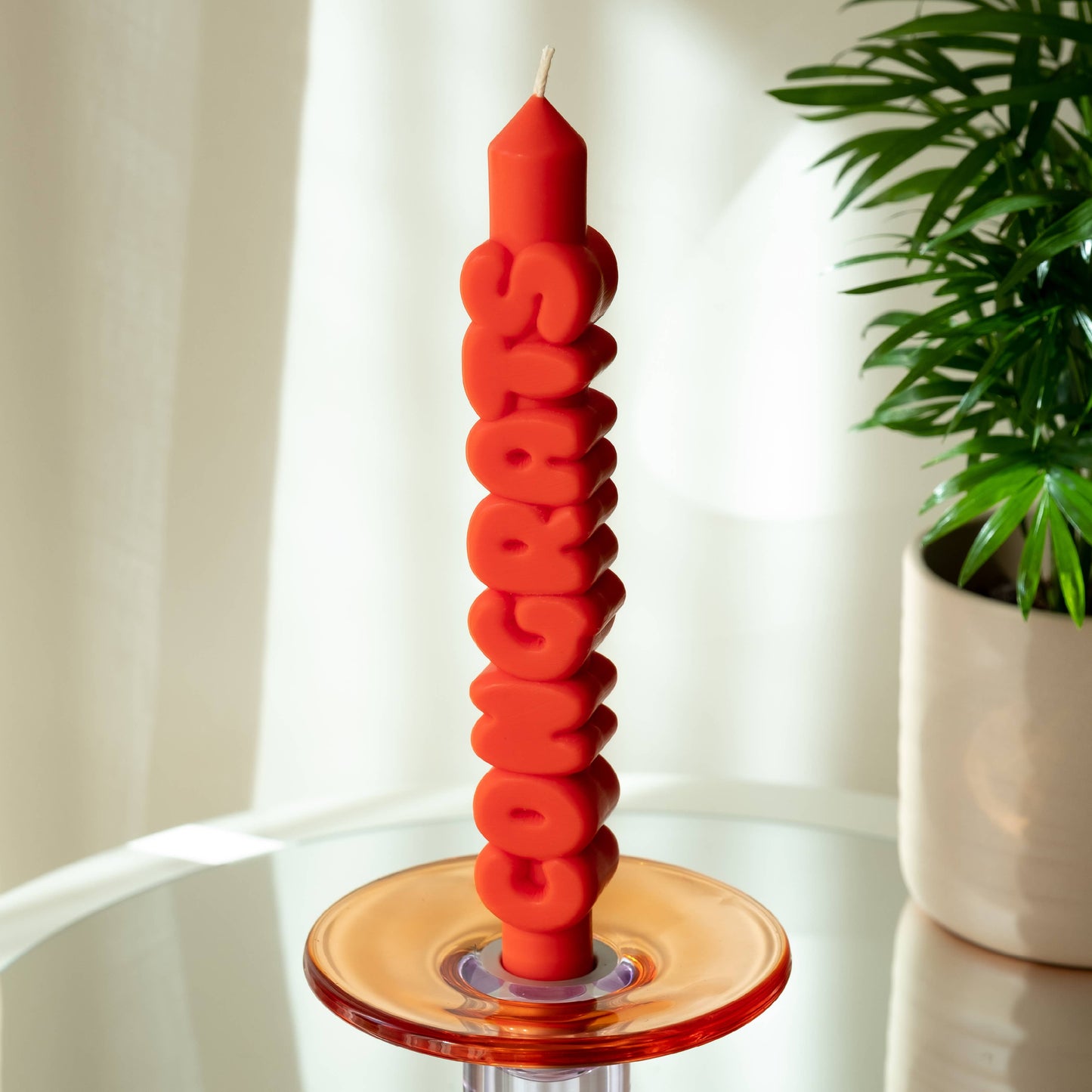 CandleHand Taper candle - CONGRATS - Orange