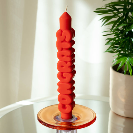 CandleHand Taper candle - CONGRATS - Orange