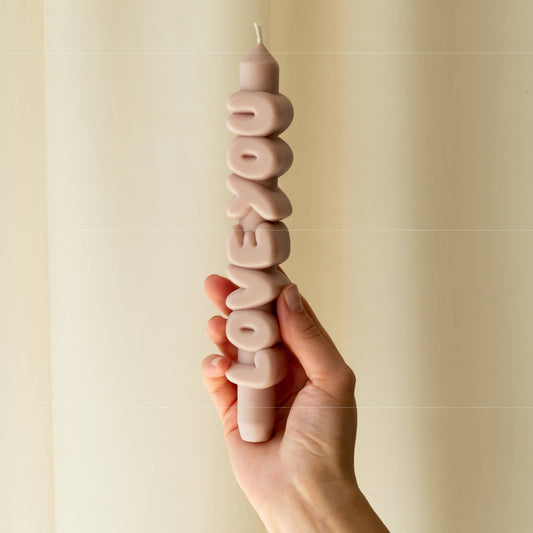 CandleHand Taper candle - LOVE YOU - Cream