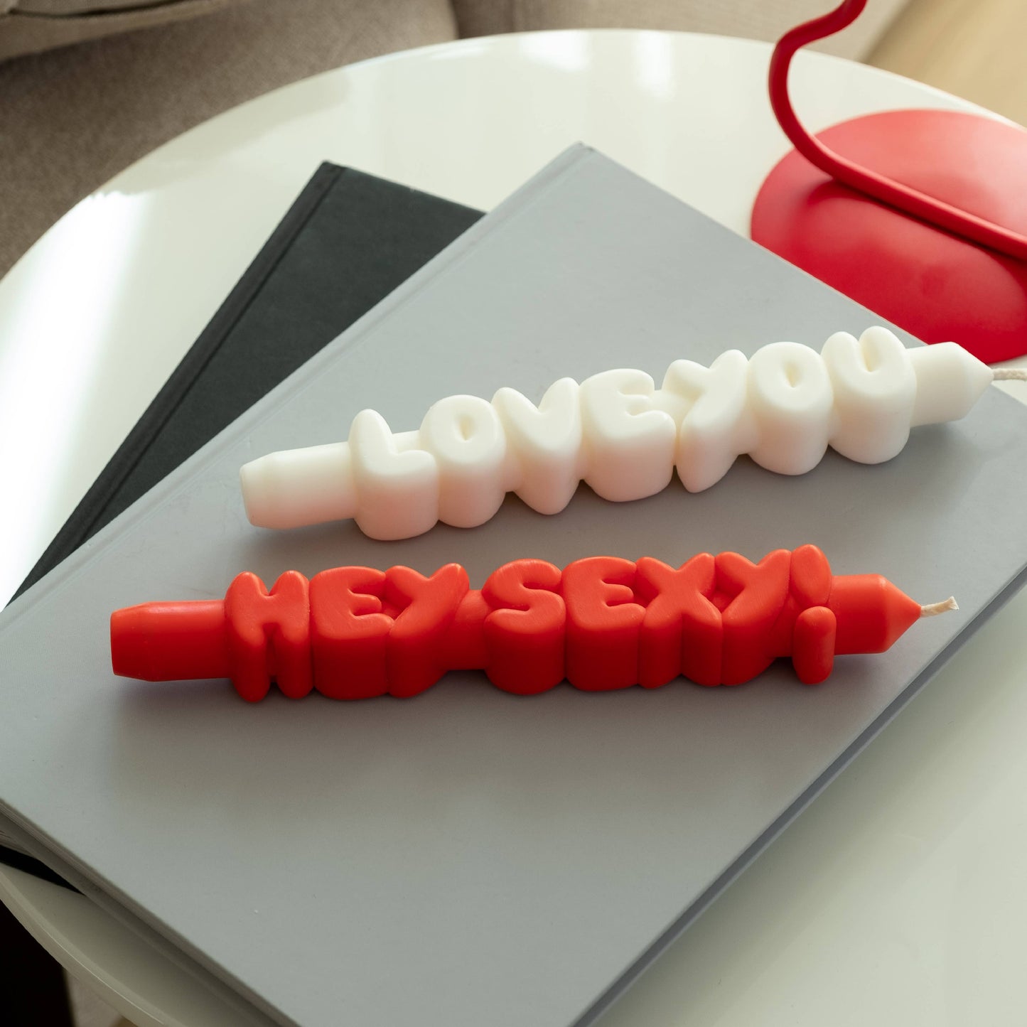 CandleHand Taper Candle Set | Sweet Talk Orange & White
