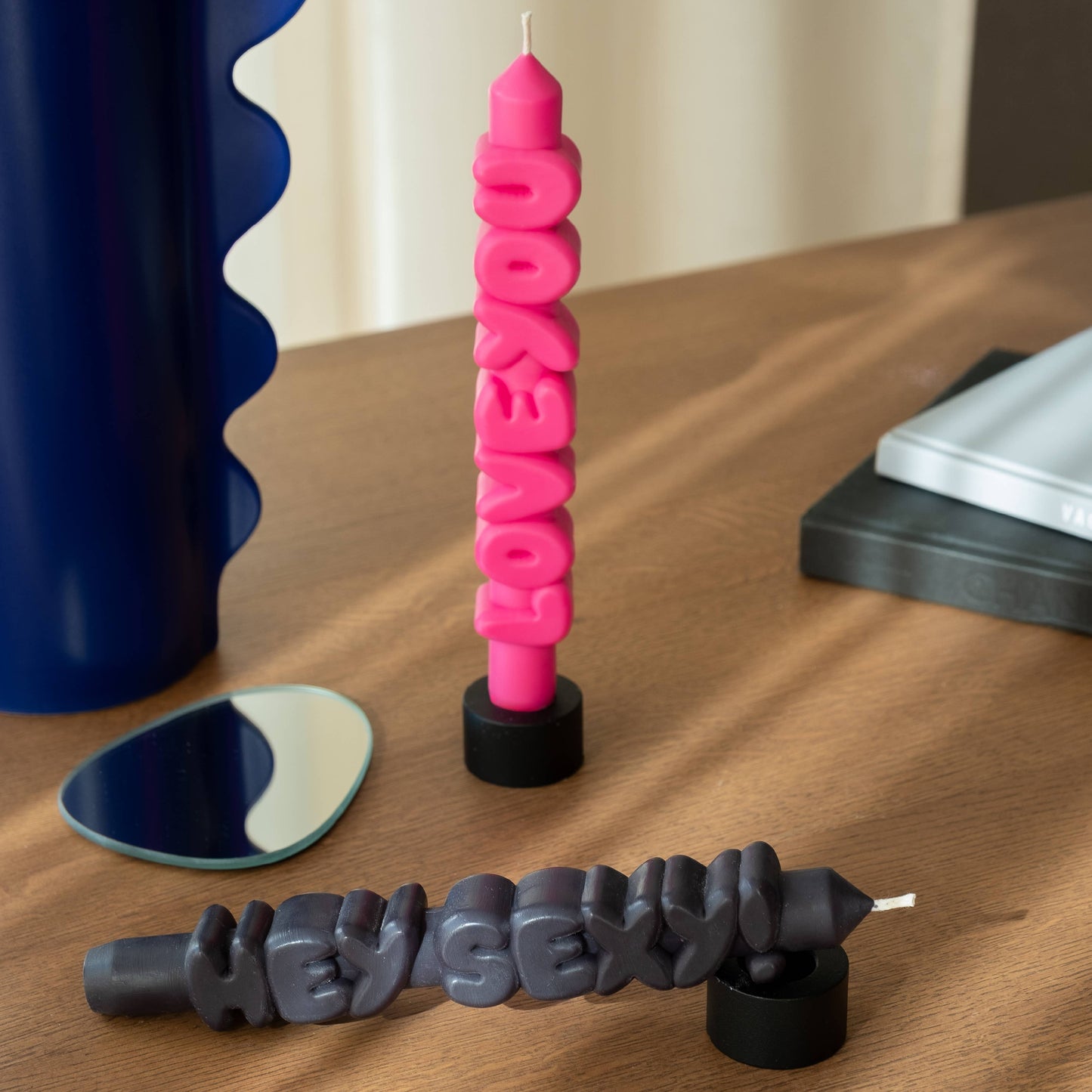 CandleHand Taper Candle Set | Sweet Talk Black & Pink