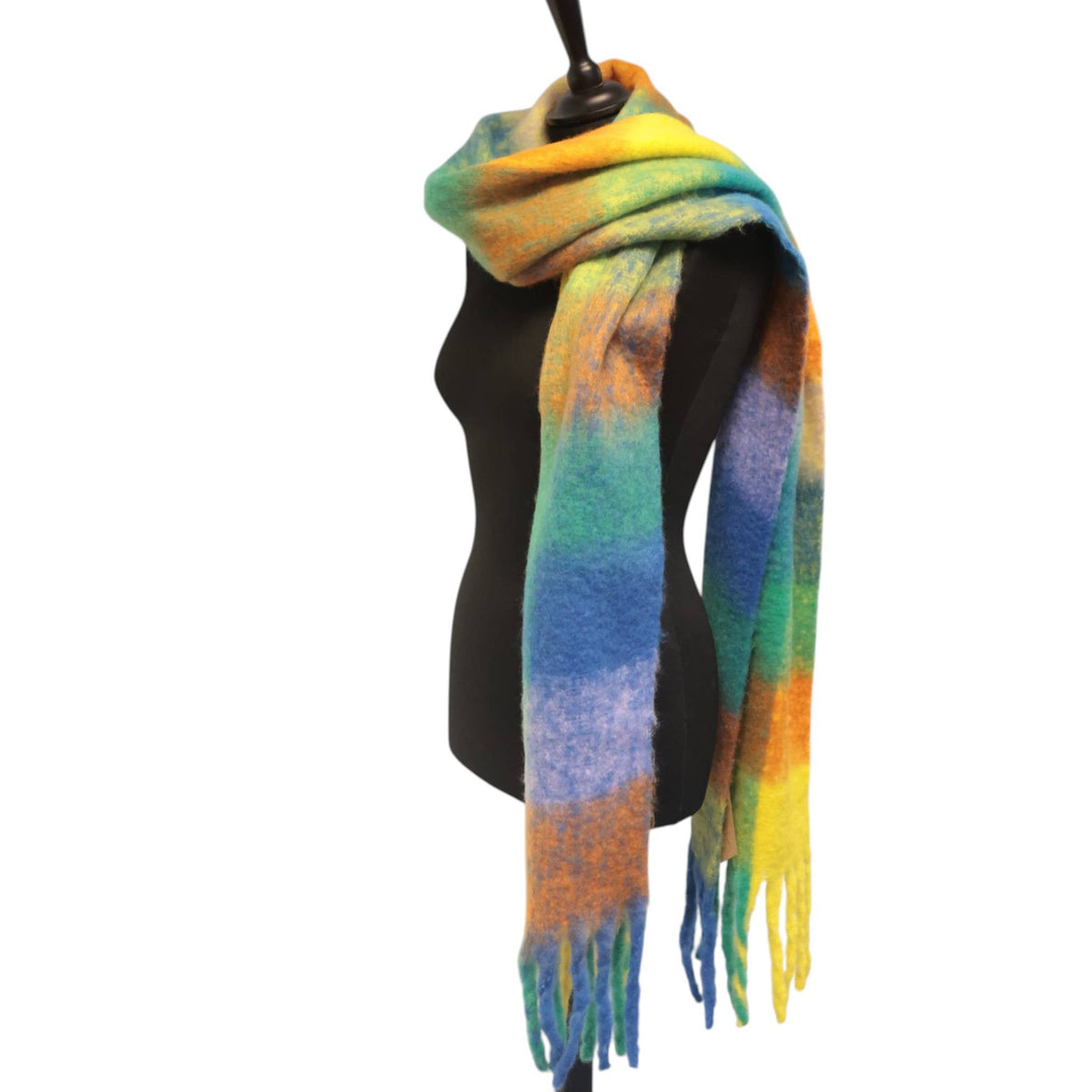 Blue’s, Greens & Yellow Check Chunky Winter Scarf SW860