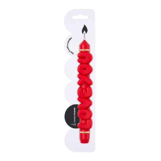CandleHand Taper candle - LOVE YOU - Red