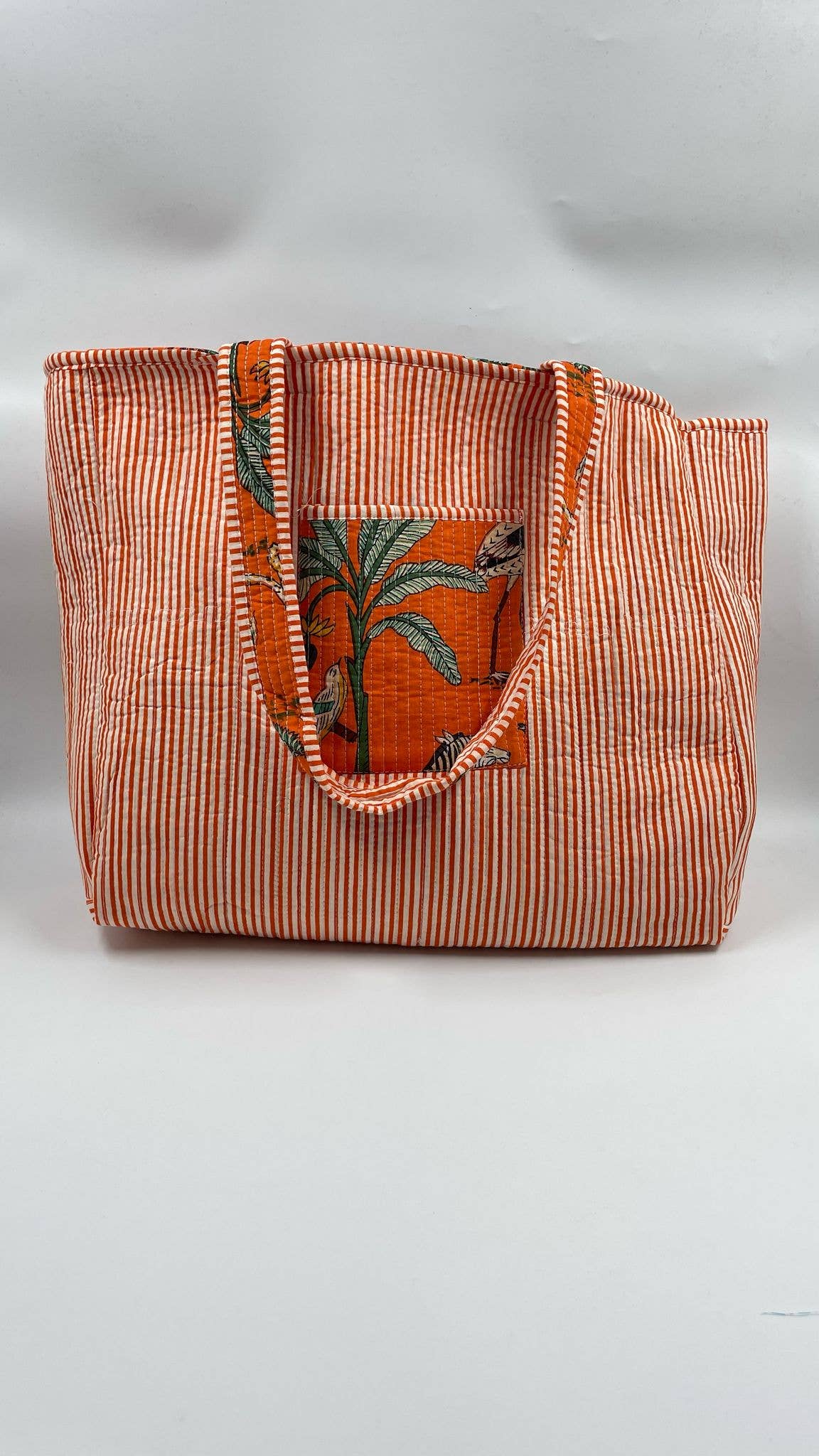 100% Cotton Kantha Quilted Boho Animal Reversible Tote Bag