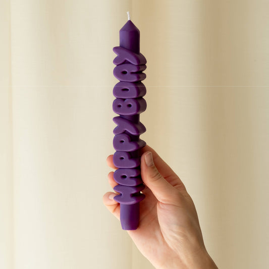 CandleHand Taper candle - HAPPY BDAY - Indigo