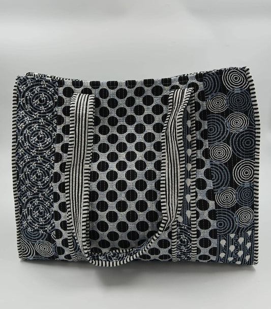 100% Cotton Kantha Quilted Boho Reversible Tote Bag