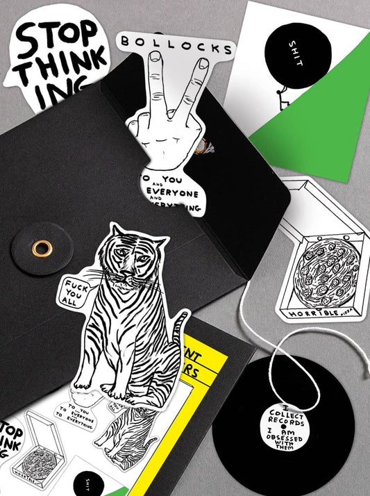 Funny Gift - David Shrigley Stickers - 6 Designs - Pack 3