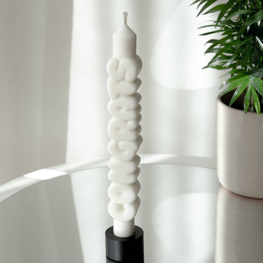 CandleHand Taper candle - CONGRATS - White
