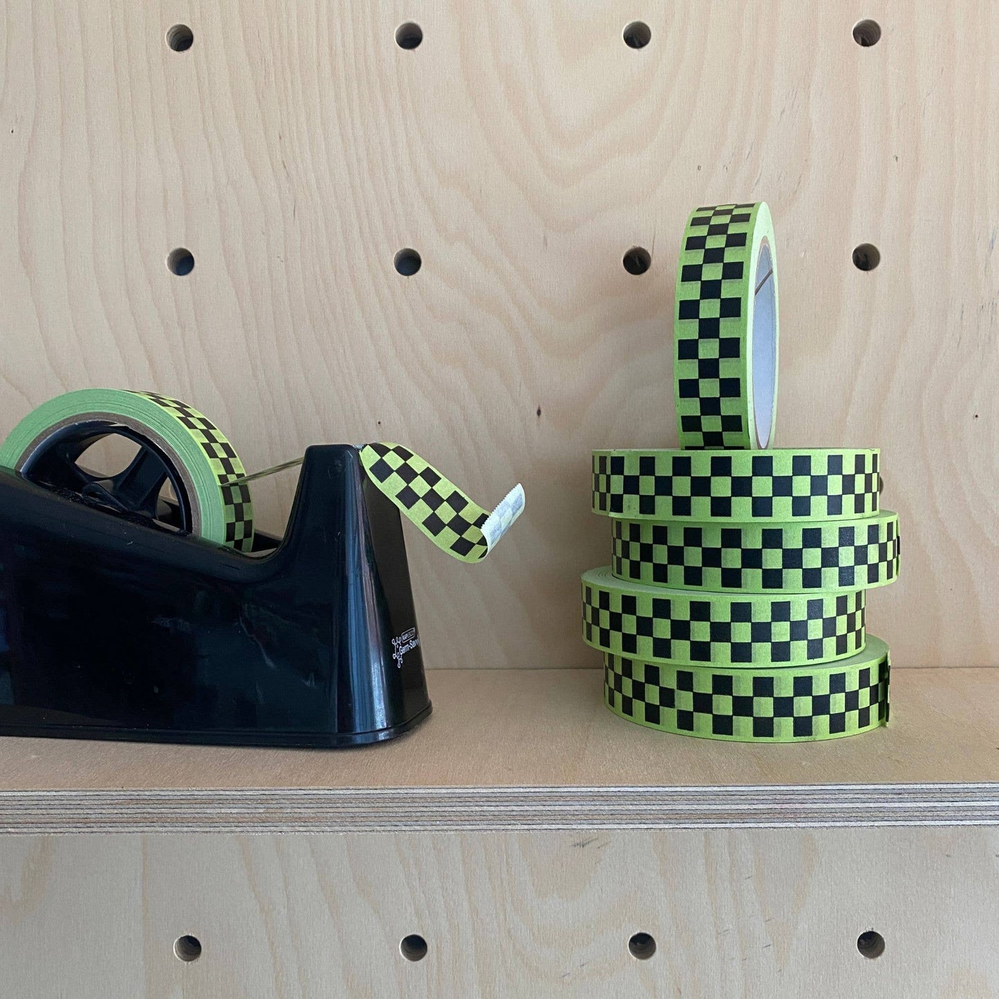 Eco Paper Adhesive Tape with Green & Black Chequer Print