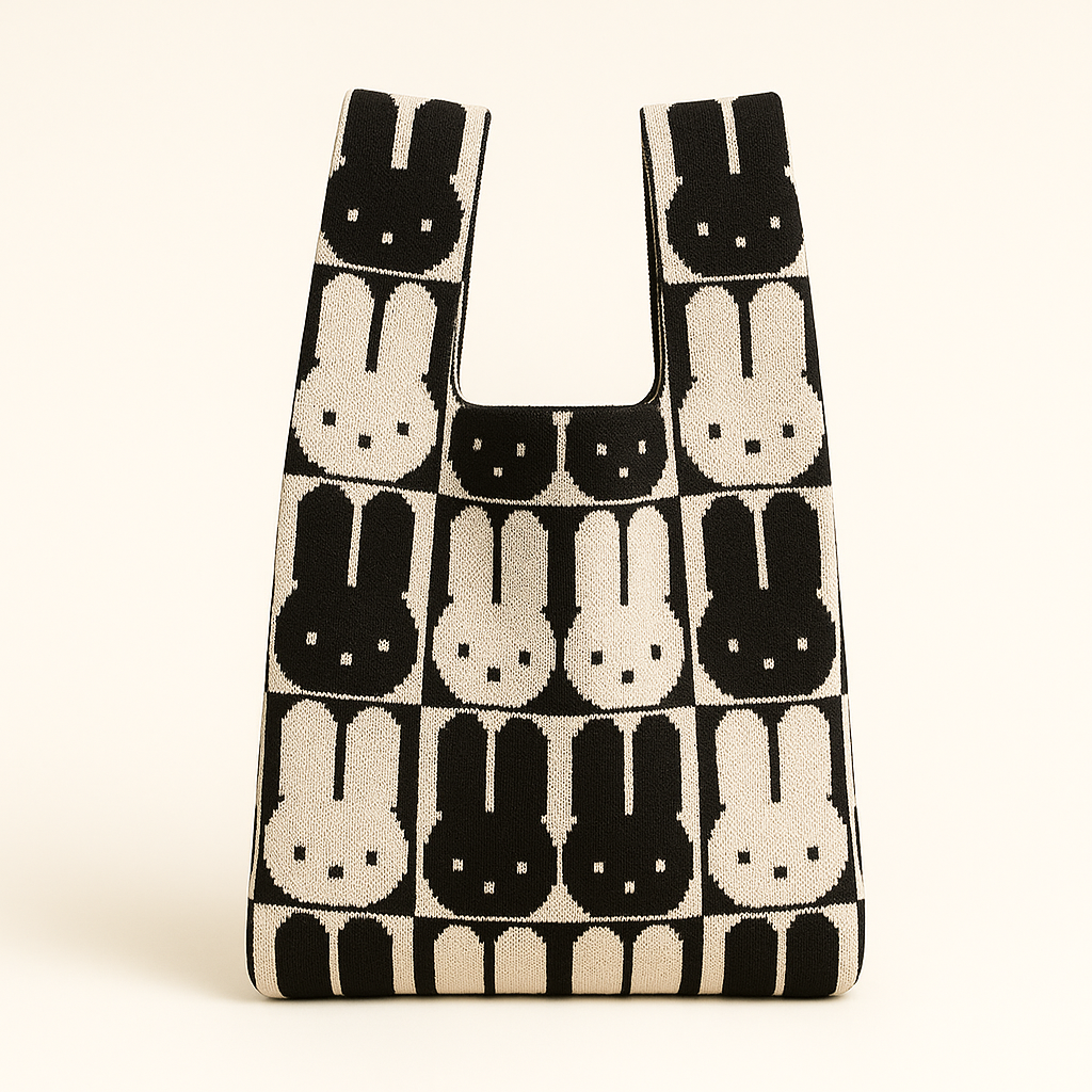 Chessboard Bunny - Knitted bag