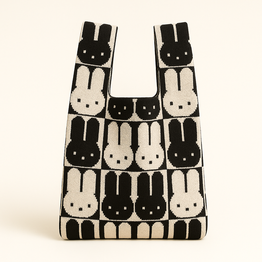 Chessboard Bunny - Knitted bag
