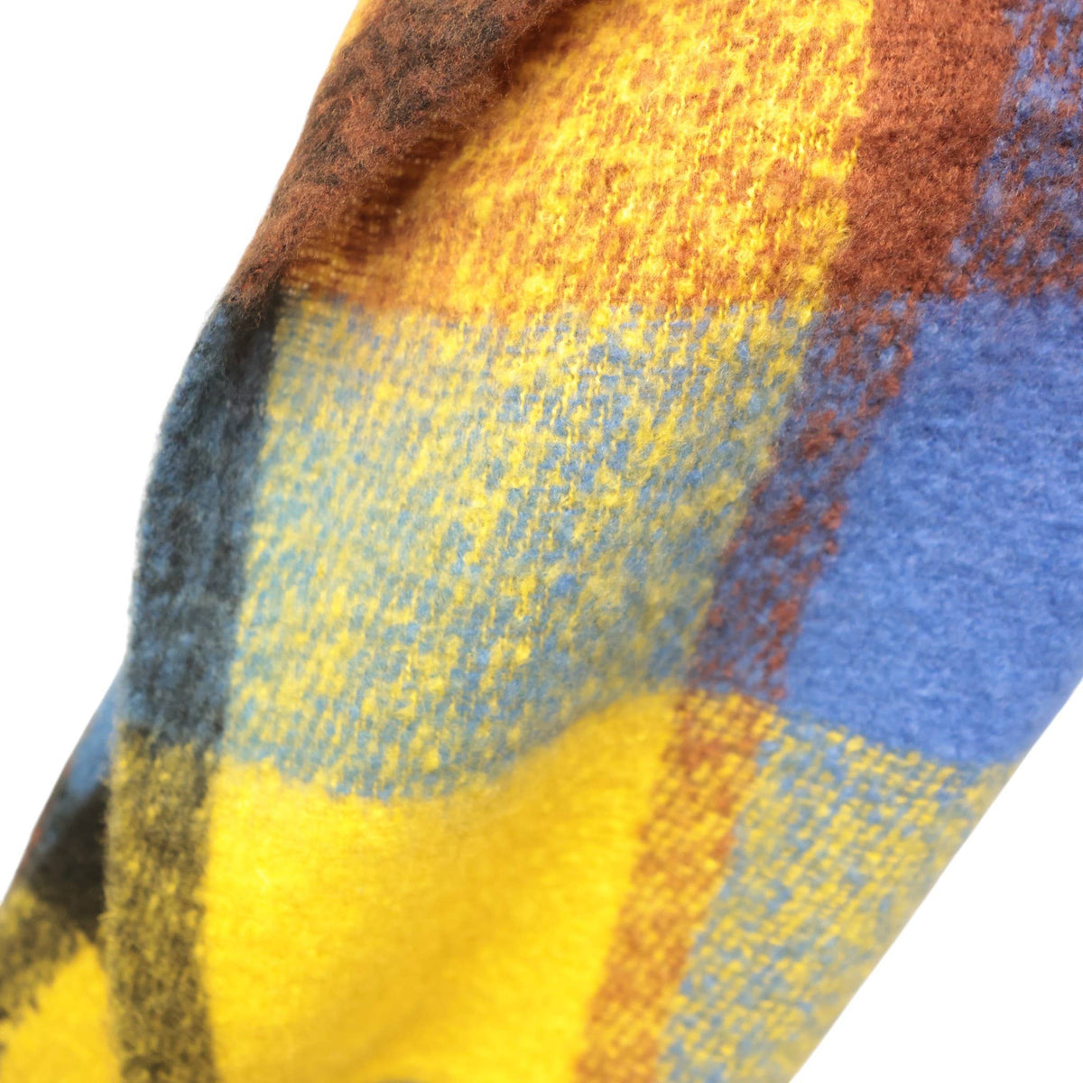 Mustard & Blue Checked Chunky Winter Scarf SW831