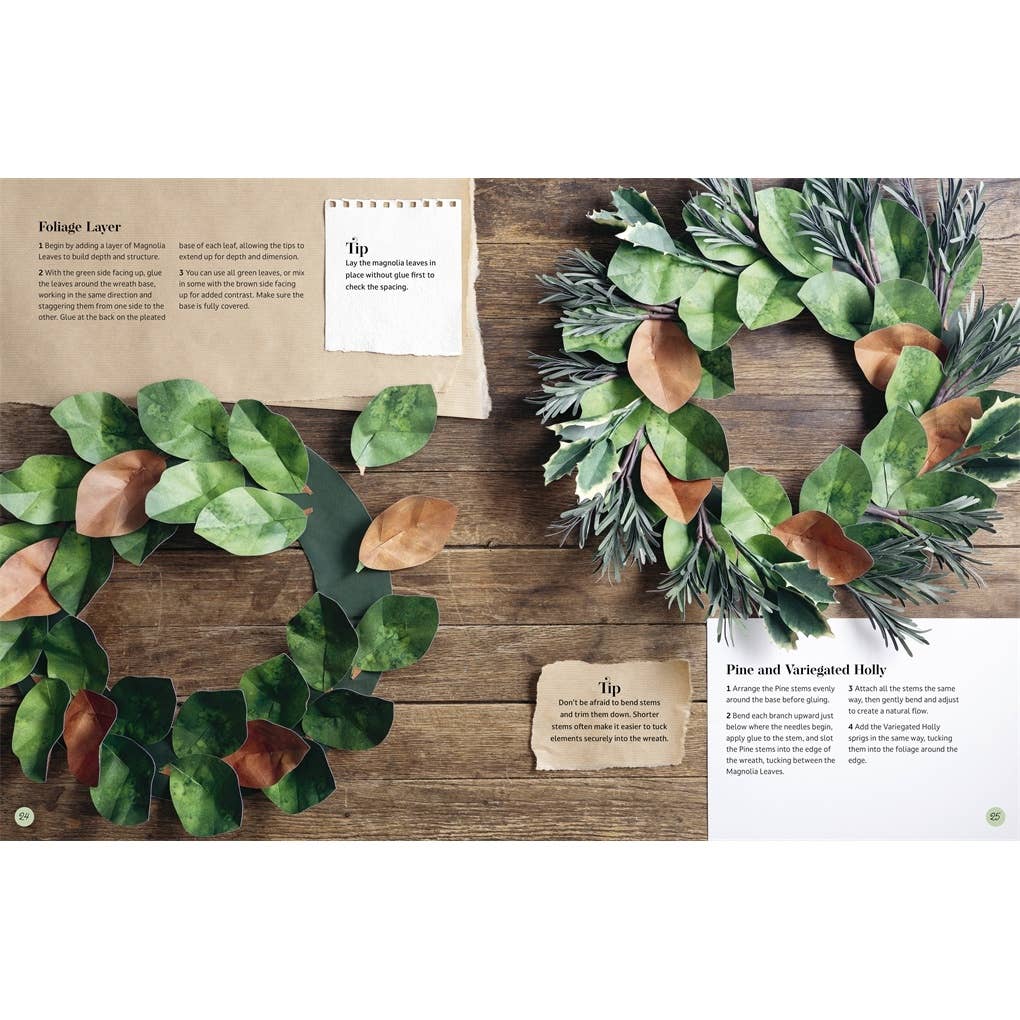 The Bouquet in a Book Christmas Wreath: Pre-punched pages to press out and make