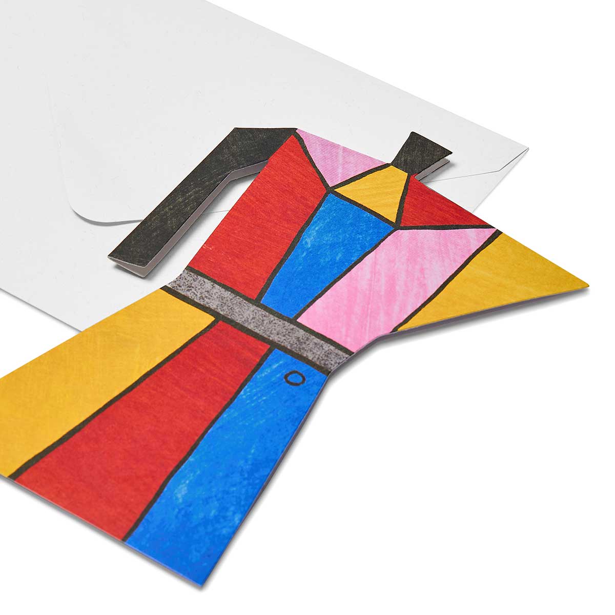 Colour Block Coffee Pot Shaped Greeting Card