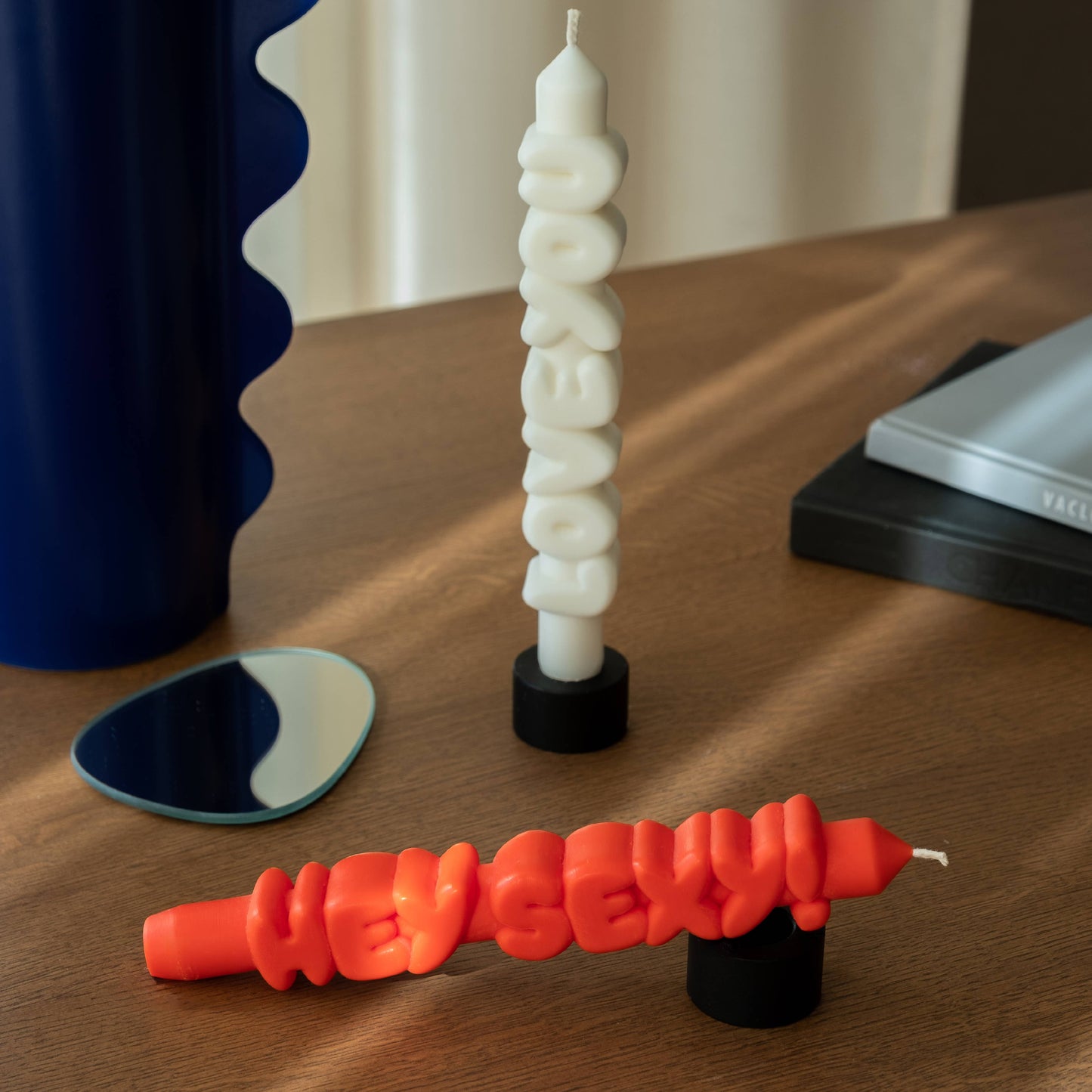 CandleHand Taper Candle Set | Sweet Talk Orange & White